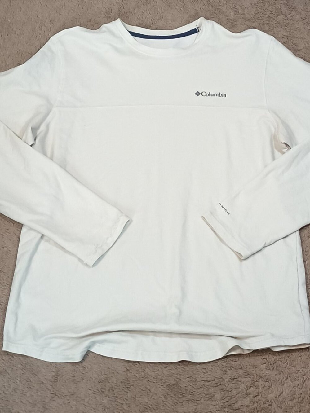 Columbia/Long Sleeve Shirt/Mens M Ivory Crew Neck Minimalist Outdoors Athleisure